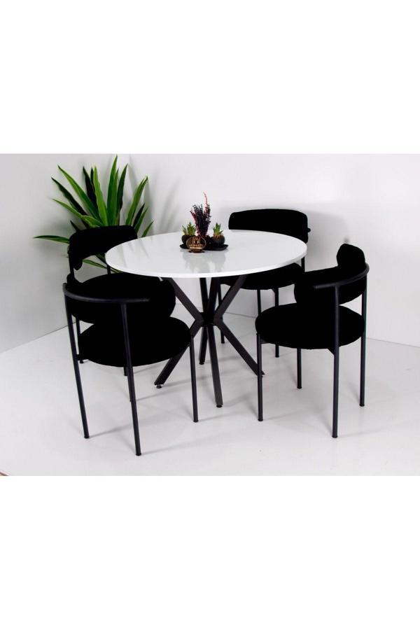 Kaktüs Avm 4'Lü Teddy Mutfak Sandalyesi 4 Sandalye 1 Adet 90 X 90 Masa 4 1 Takım Pufuduk Teddy Kumaş - Image 1