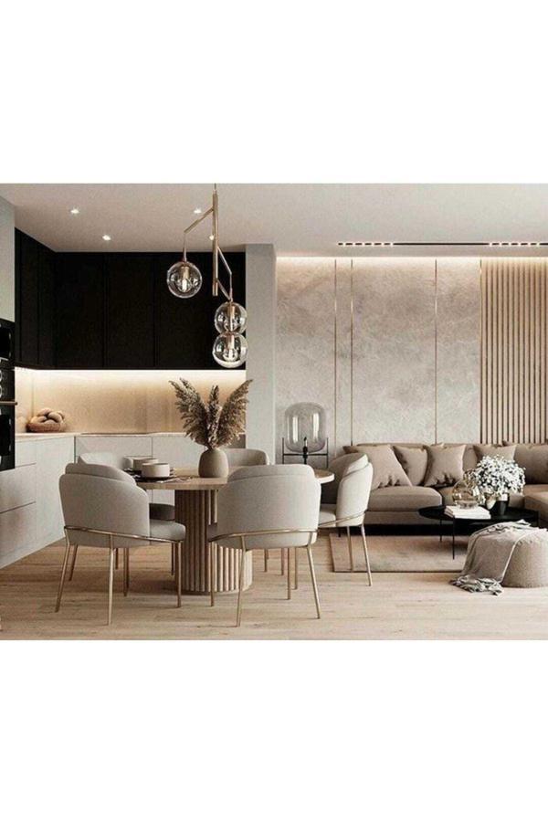 Kaktüs Avm 4'Lü Gold Mutfak Sandalyesi Salon Sandalyesi Yemek Odası Sandalyesi 4 Adet Sandalye Baby Face - Image 1