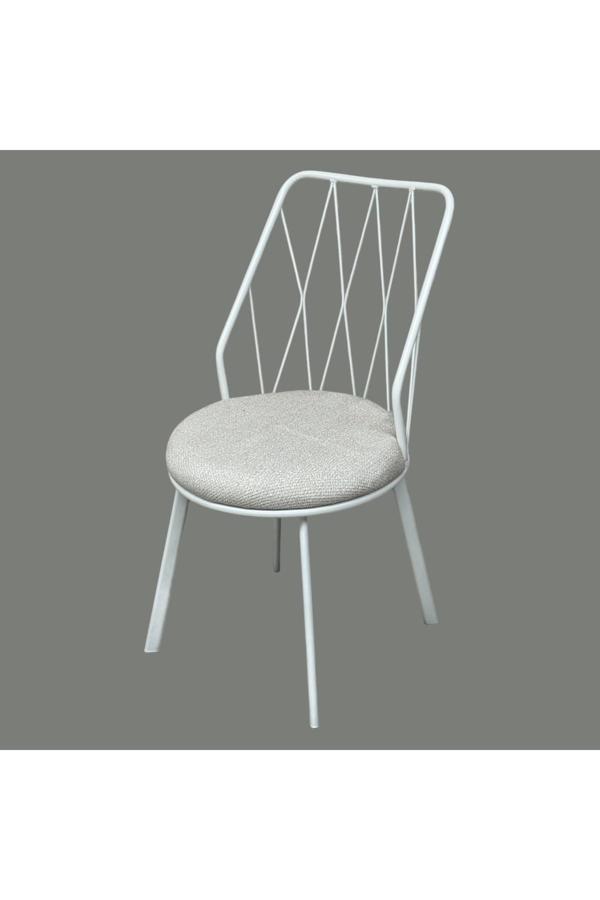 Kaktüs Avm 2 Adet Beyaz Yıldız Metal Tel Sandalye Mutfak Cafe Sandalyesi - Image 1
