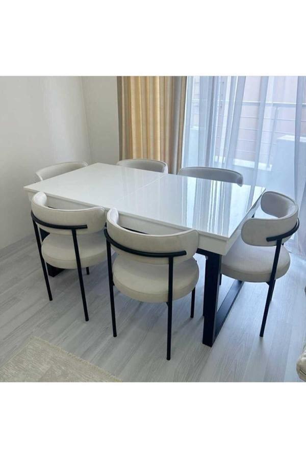 Kaktüs Avm 6'Lı Teddy Sandalye Mutfak Sandalyesi Salon Sandalyesi Cafe (Masasız)Beyaz Tek Renk - Image 1