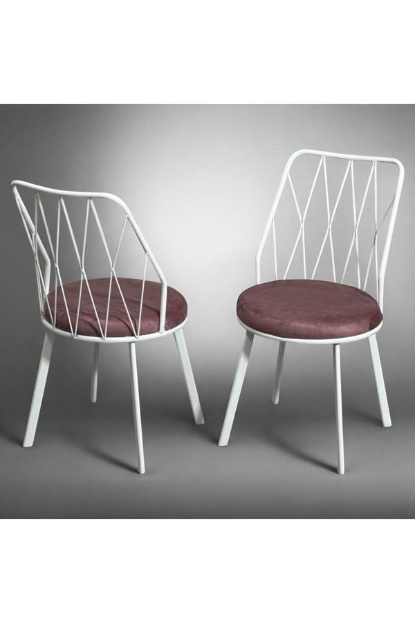 Kaktüs Avm 8 Adet Beyaz Yıldız Metal Tel Sandalye Mutfak Cafe Sandalyesi - Image 1