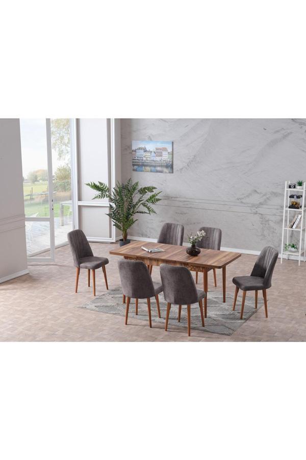 Kaktüs Avm Lale Açılır 6 Kişilik Mutfak Masası Takımı Yemek Masası Takımı - Image 1