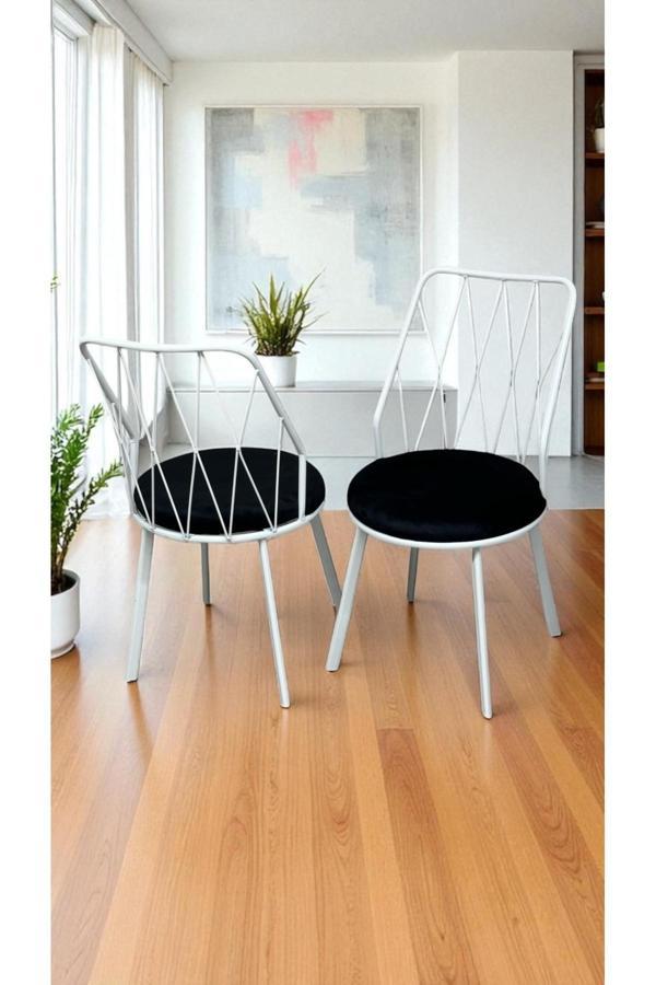 Kaktüs Avm Beyaz Yıldız Metal Tel Sandalye Mutfak Cafe Sandalyesi - Image 1