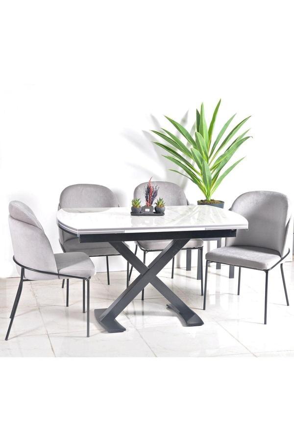 Kaktüs Avm Mutfak Masası Takımı 6 Kişilik Açılır Masa Yemek Masası Mutfak Sandalyesi Masa Sandalye Takımı - Image 1