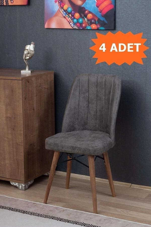 Kaktüs Avm Mutfak Sandalyesi | Yemek Odası Sandalyesi | Salon Sandalyesi | Cafe Sandalyesi - Antrasit - 4 Adet - Image 1