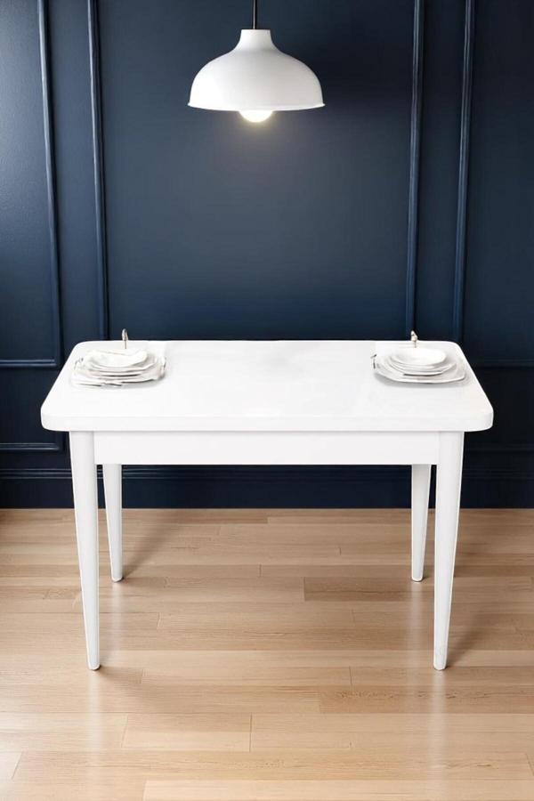 Kaktüs Avm Tina Serisi Beyaz 70 X 110 Suntalam Ahşap Ayaklı Kaliteli Sabit Yemek Masası - Image 1