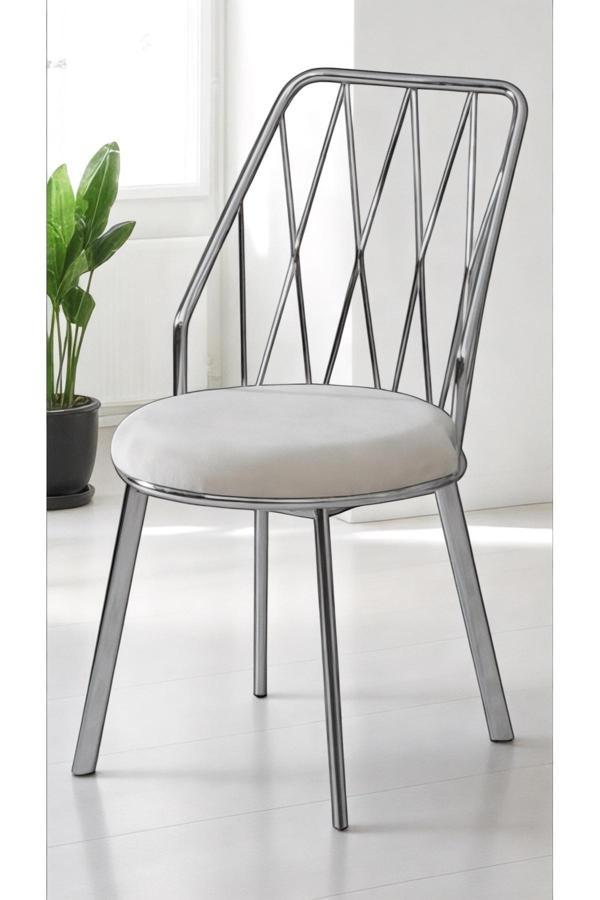 Kaktüs Avm Yıldız Pro Demir-Metal (6 Lı) Kaplamalı Tel Sandalye Cafe Restoran Vs Babyface Kumaşlı - Image 1