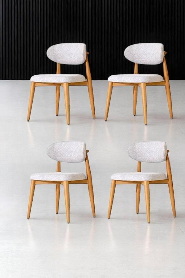 Kaktüs Avm Polo Ahşap Sandalye 4 Adet Ahşap Mutfak Sandalyesi Salon Sandalyesi Yemek Masası Sandalyesi - Image 1