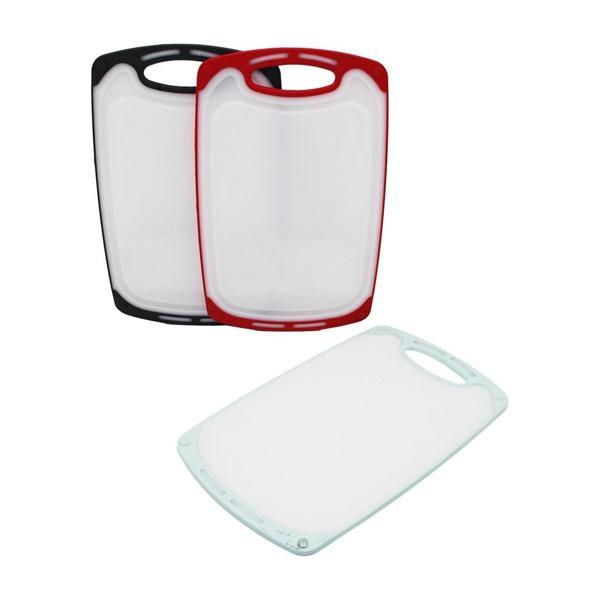 40x24cm  Büyük  Plastik  Kesim Panosu  Kaymaz Silikon Kenarlık - 10mm Kalınlık - Image 1