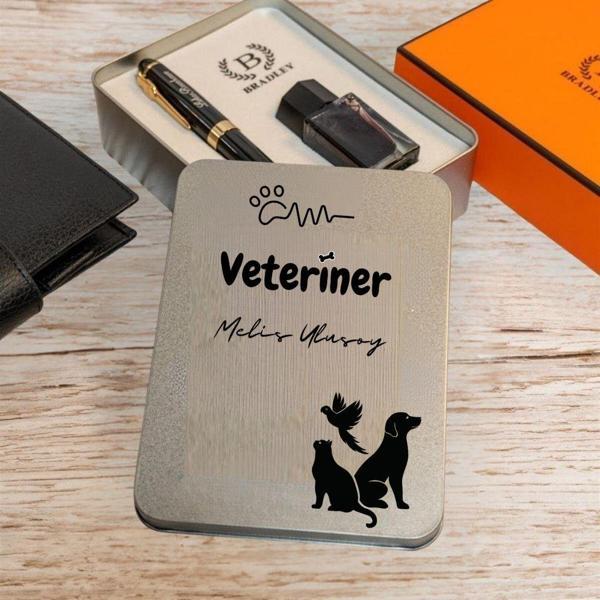Veterinerlere Özel  Tasarım Kutulu Siyah Gold Dolma Kalem Hediye - Image 1