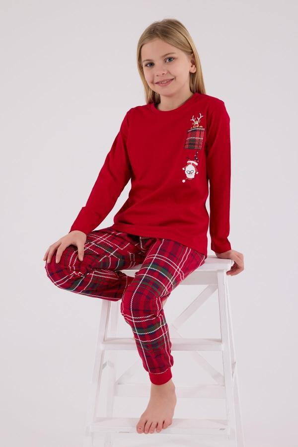 Arnetta Garson Kız Çocuk Aile %100 Pamuklu 4 Mevsim New Year Uzun Kollu Pijama Takım - Image 1