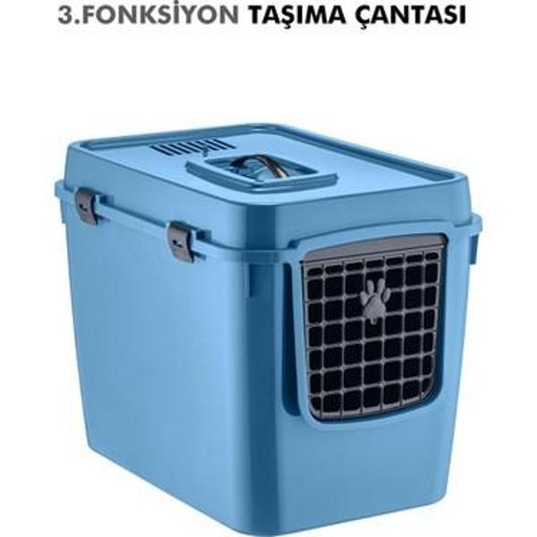 MASKOT ÜSTTEN KAPAKLI KAPALI KEDİ TUVALETİ MAVİ - Image 1