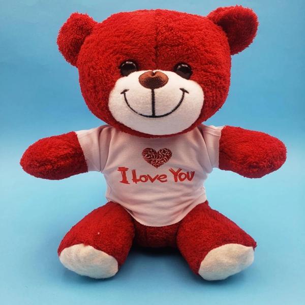 MDB Kırmızı I Love You Tişörtlü Peluş Ayıcık - Image 1