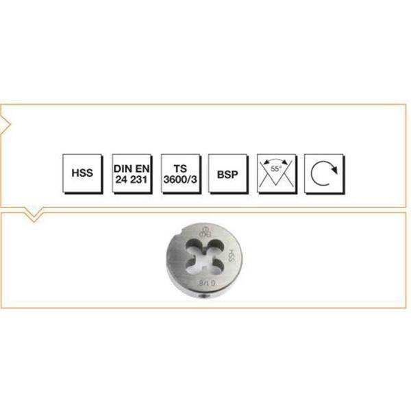 Makina Takım G1 HSS DIN 24 231 Whitworth Boru Vidalı Pafta Lokması-MTE B00110083325 - Image 1