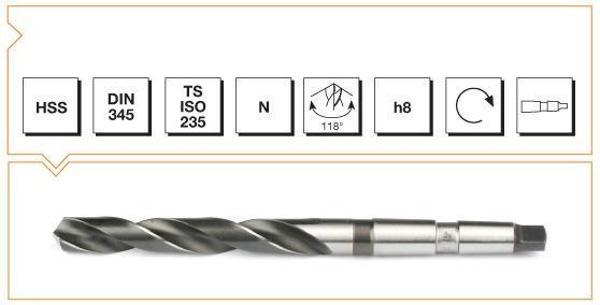 Makina Takım HSS DIN 345 RN Mors Konik Saplı Matkap Ucu 15 mm - MTE B00007401500 - Image 1