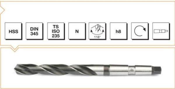 HSS DIN 345 Mors Konik Saplı Matkap Ucu 37 MM - Image 1