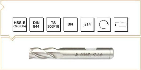HSS - E (%8Co) DIN 844 BN Silindirik Saplı Parmak Freze - KISA 30 MM - Image 1