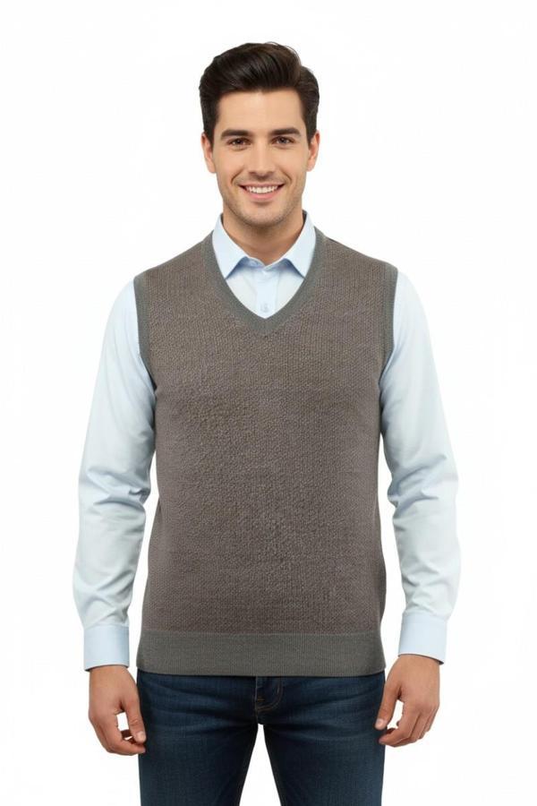 Erkek V Yaka Süveter Çelik Örgü Regular Kalıp 5206H BGL-ST04841 - Image 1