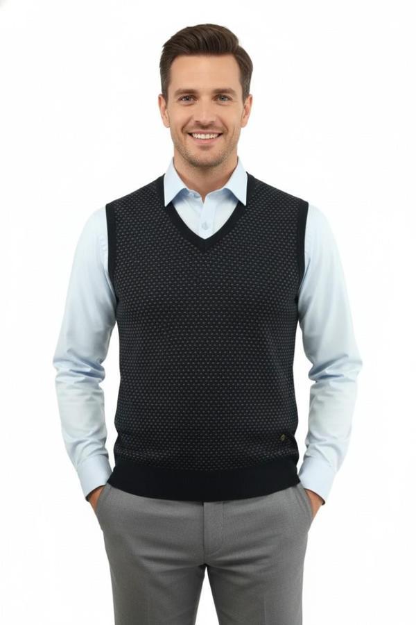 Erkek V Yaka Süveter Çelik Örgü Regular Kalıp 5201H BGL-ST04842 - Image 1