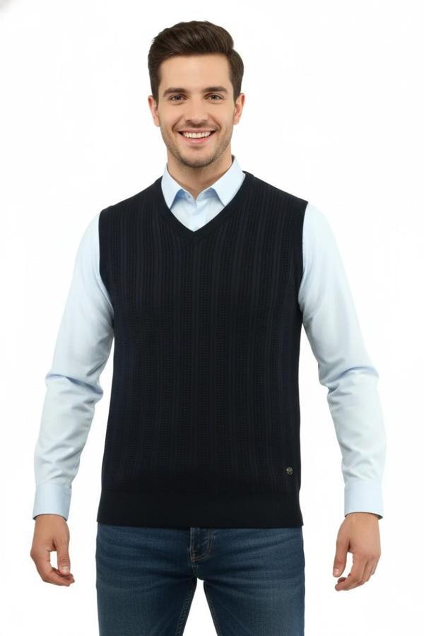 Erkek V Yaka Süveter Çelik Örgü Regular Kalıp 5209H BGL-ST04843 - Image 1