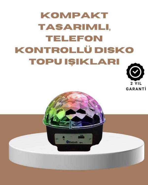 Taşınabilir Bluetooth Disko Topu Uzaktan Kumandalı Işık Efektleri - Image 1