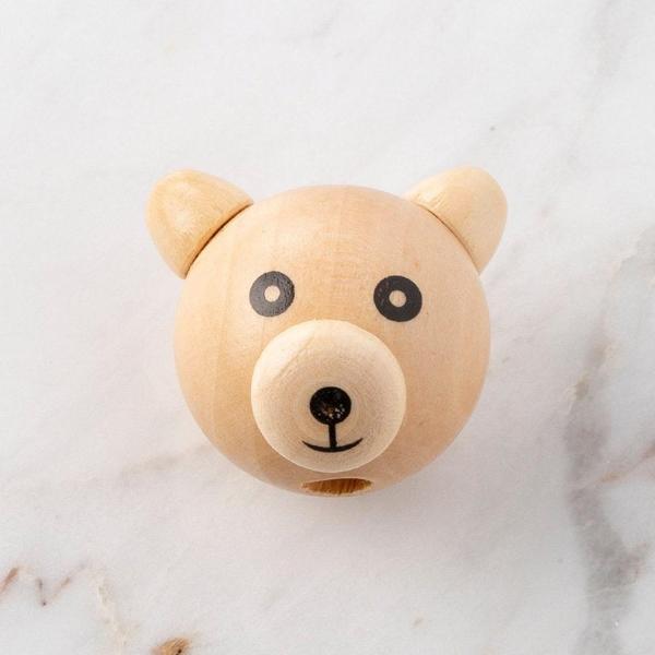 Loren 1 Adet Kulağı Natural Ayıcık Figürlü Ahşap B - Image 1