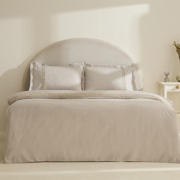 Karaca Home Lumi %100 Pamuk Saten Çift Kişilik Saten Nevresim Takımı Taş - Image 1