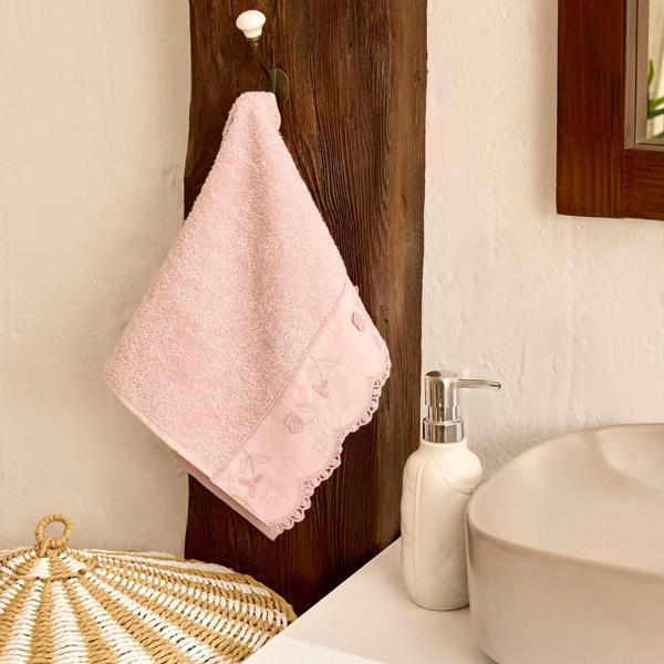 Karaca Home Artisan Cluster %100 Pamuk El Havlusu Pudra 30x50 cm - Image 1