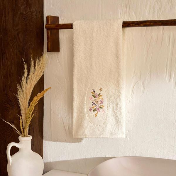 Karaca Home Artisan Coneflower %100 Pamuk El Havlusu Ekru 50x90 cm - Image 1