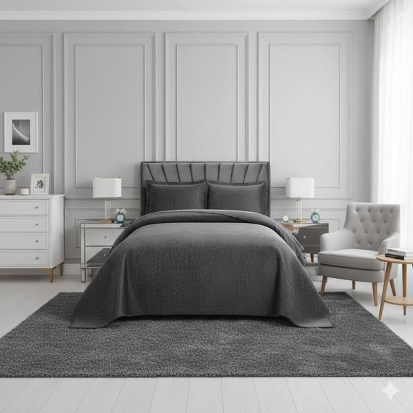 NUBUK YATAK ÖRTÜSÜ ÇİFT KİŞİLİK İSTANBUL ANTRASİT - Image 1