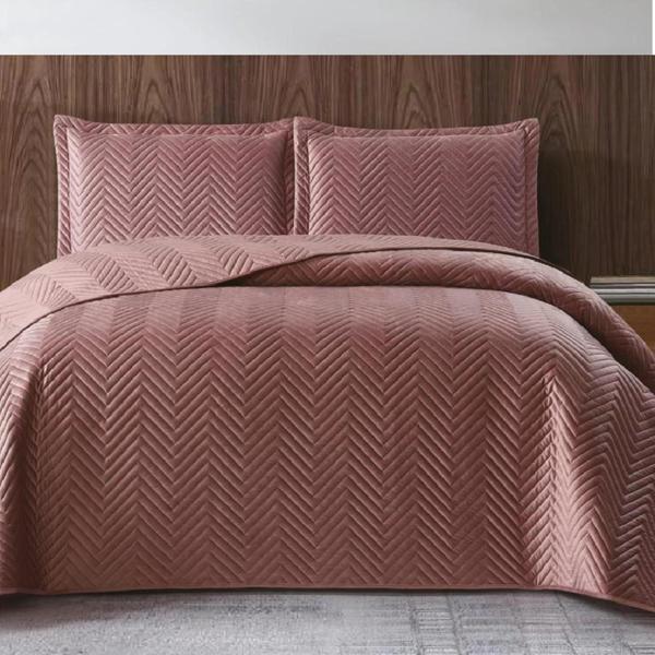 NUBUK YATAK ÖRTÜSÜ ÇİFT KİŞİLİK MALTA GÜLKURUSU - Image 1