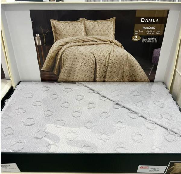 PUNCH SAKALLI YATAK ÖRTÜSÜ TEK KİŞİLİK DAMLA GRİ - Image 1