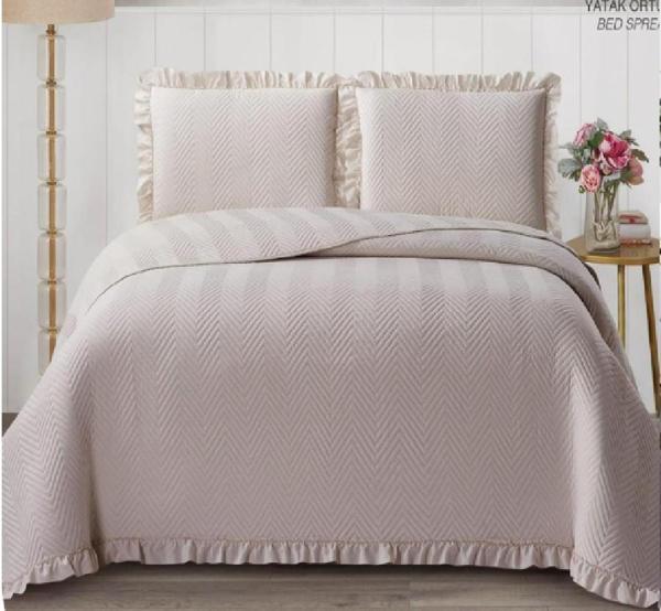 KAPİTONELİ YATAK ÖRTÜSÜ ÇİFT KİŞİLİK DUBAİ BEJ - Image 1