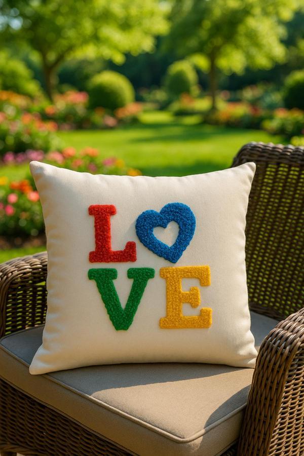 Saymine Punch Kırlent Kılıfım Love Model Renkli - Image 1