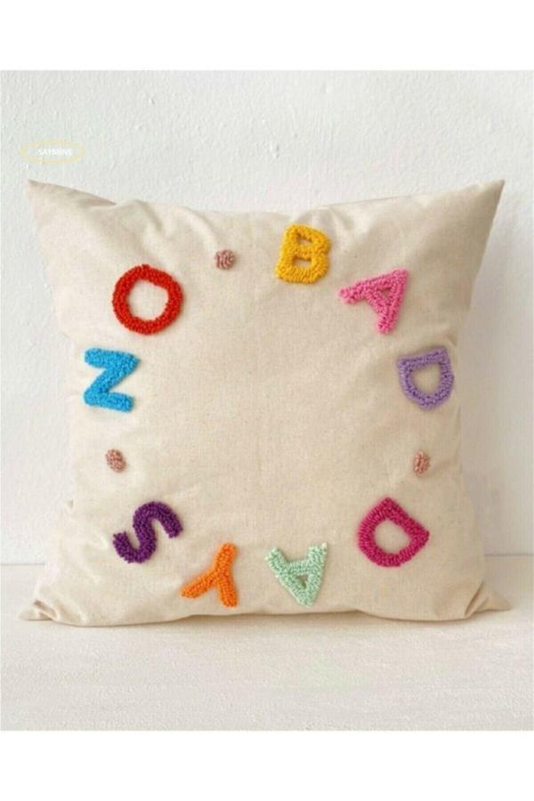 Saymine Kırlent Işleme Punch ( Panç ) No Bad Days Punch Kırlent Yastık Kılıfı Renkli - Image 1