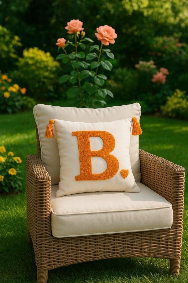 Saymine Kırlent Işleme Punch ( Panç ) Isteğe Özel Harf Hediyelik Süs El Yapımı El Emeği Punch Kılıf - Image 1