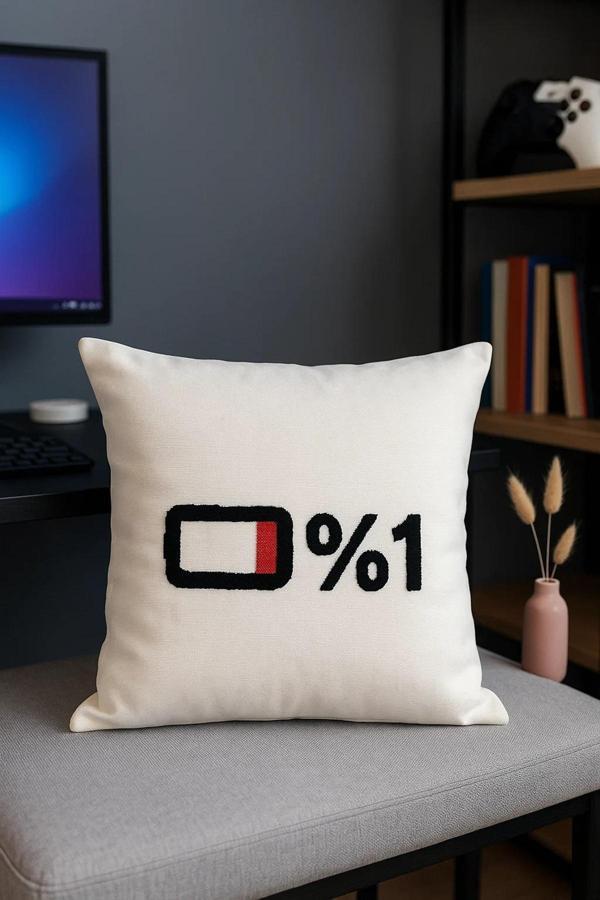 Saymine %1 Enerji Punch Kırlent Kılıfı Hediyelik Yastık Kılıfı - Image 1