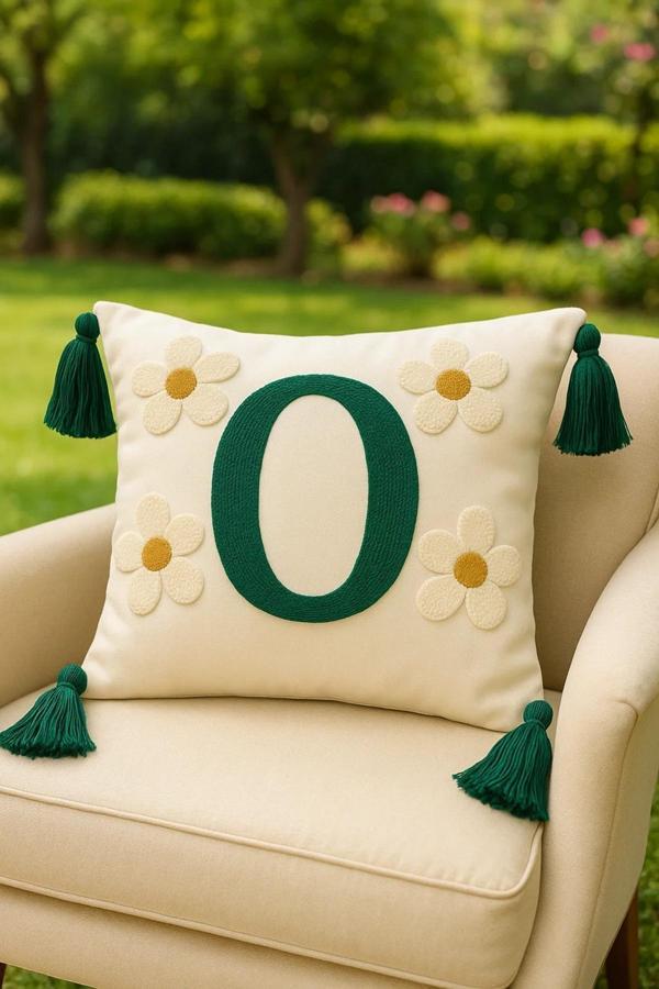 Saymine Punch Kırlent Kılıfım Harf Model O Harfi - Image 1