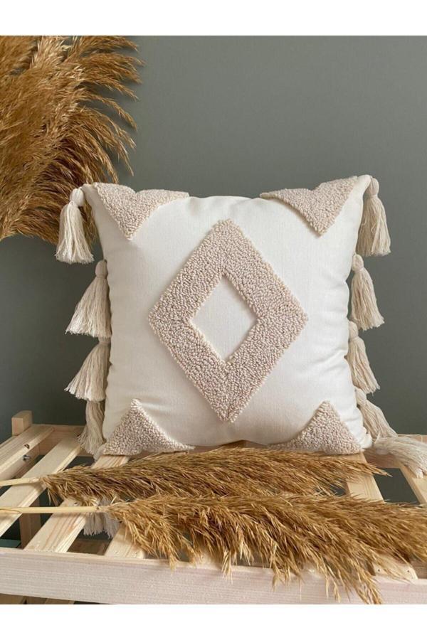 Saymine Kırlent Işleme Punch ( Panç ) Hediyelik Süs El Yapımı El Emeği Punch Dekoratif Yastık Kılıfı - Image 1