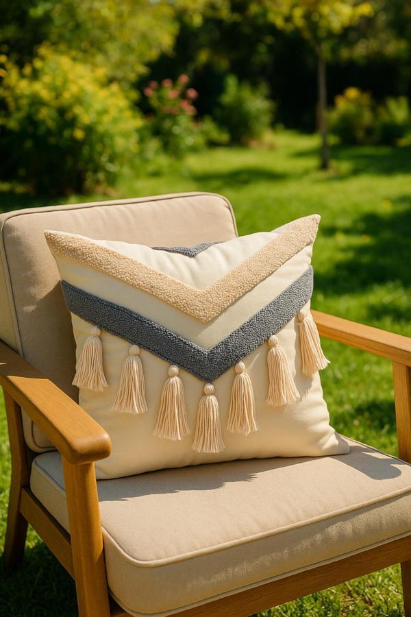 Saymine Kırlent Işleme Punch ( Panç ) Hediyelik Süs El Yapımı El Emeği Punch Işi Panç Dekoratif Yastık Kılıf - Image 1