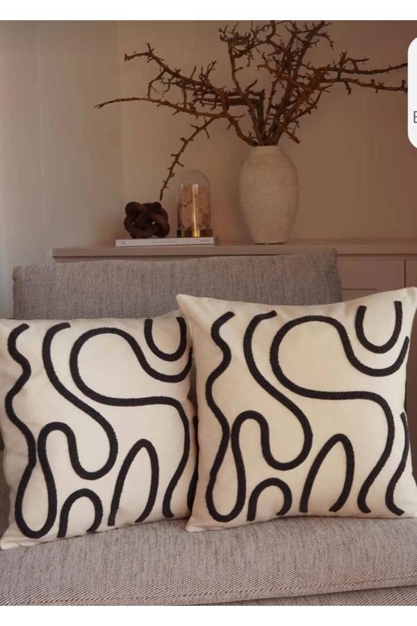 Saymine 2'Li Punch Kırlent Kılıfı Krem - Image 1