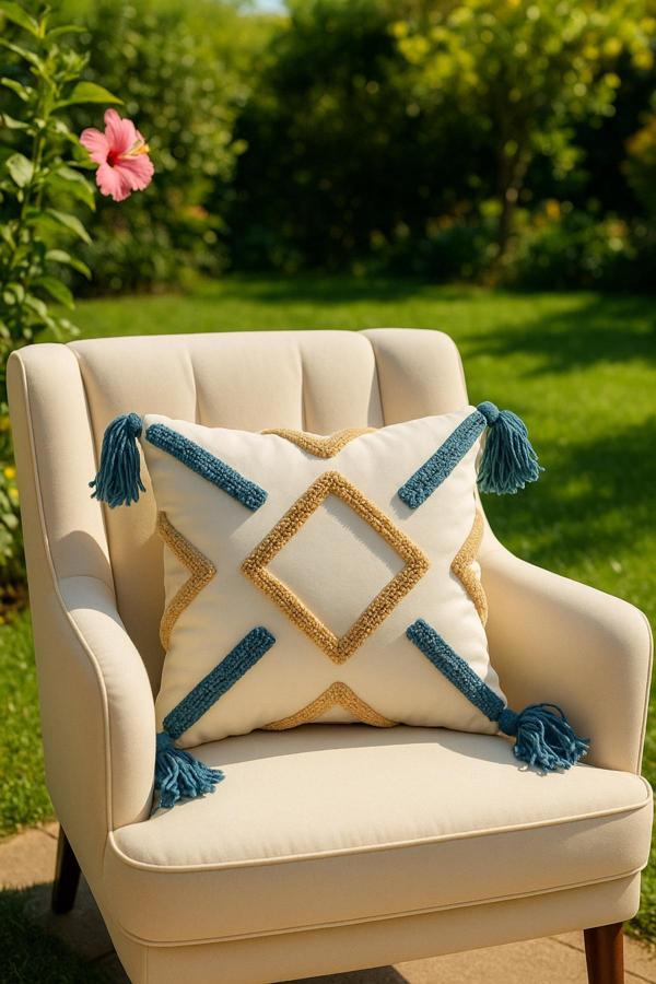 Saymine Kırlent Işleme Punch ( Panç ) Hediyelik Yastık El Yapımı Punch Işi Panç Dekoratif Yastık Kılıfı - Image 1