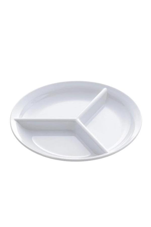 Melbone Melamin 3 Bölmeli Yuvarlak Meze Servis Tabak 23 cm - Image 1