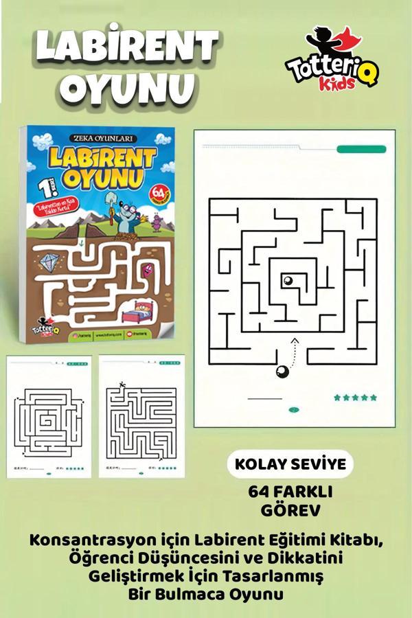 Totteriq Labirent Oyunu 64 Görev – Zeka Ve Dikkat Geliştirme Seti (Kolay Seviye) - Image 1