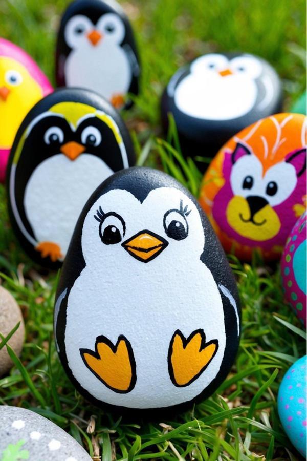 Totteriq Taş Boyama Seti – 7 Taş + 6 Renk Akrilik Boya Ve Fırça | Çocuk Aktivite Hobi Sanat Eğitici Oyun - Image 1