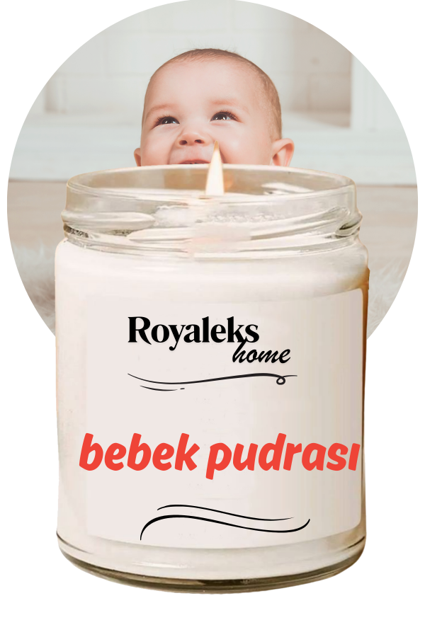 Doğal Özel Seri Kokulu Dekoratif Kavanoz Mum 210 cc - Bebek Pudrası - RYL - Image 1