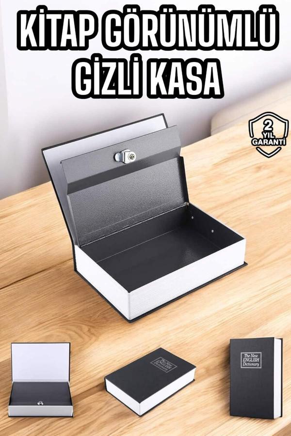 Gizli Kasa İngilizce Sözlüğü Kitap Görünümlü Anahtarlı Gizli Mini Çelik Kasa Kilitli - Image 1