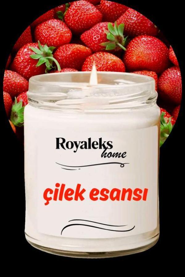 Doğal Özel Seri Kokulu Dekoratif Kavanoz Mum 210 cc - Çilek Esansı - RYL - Image 1
