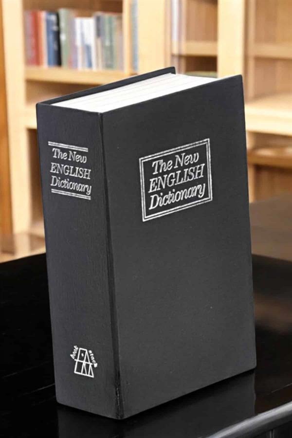 Gizli Kasa İngilizce Sözlüğü Kitap Görünümlü Anahtarlı Gizli Mini Çelik Kasa Kilitli - Image 1