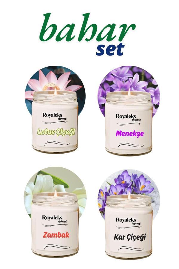 4 Adet Doğal Özel Seri Kokulu Dekoratif Kavanoz Mum 4X210 cc - Bahar Seti - RYL - Image 1